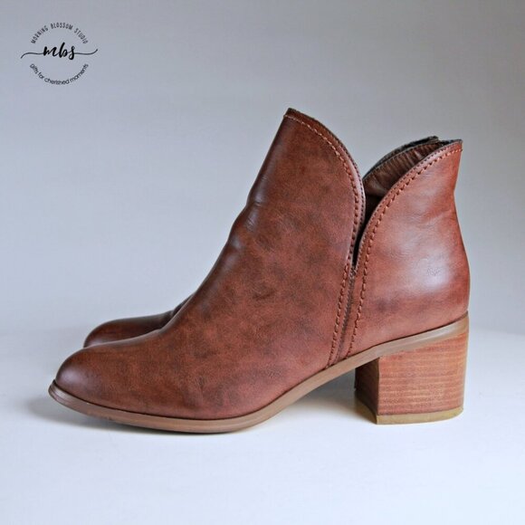 Steve Madden Johan Faux Leather Ankle Booties Brown Women 10 - Picture 4 of 13